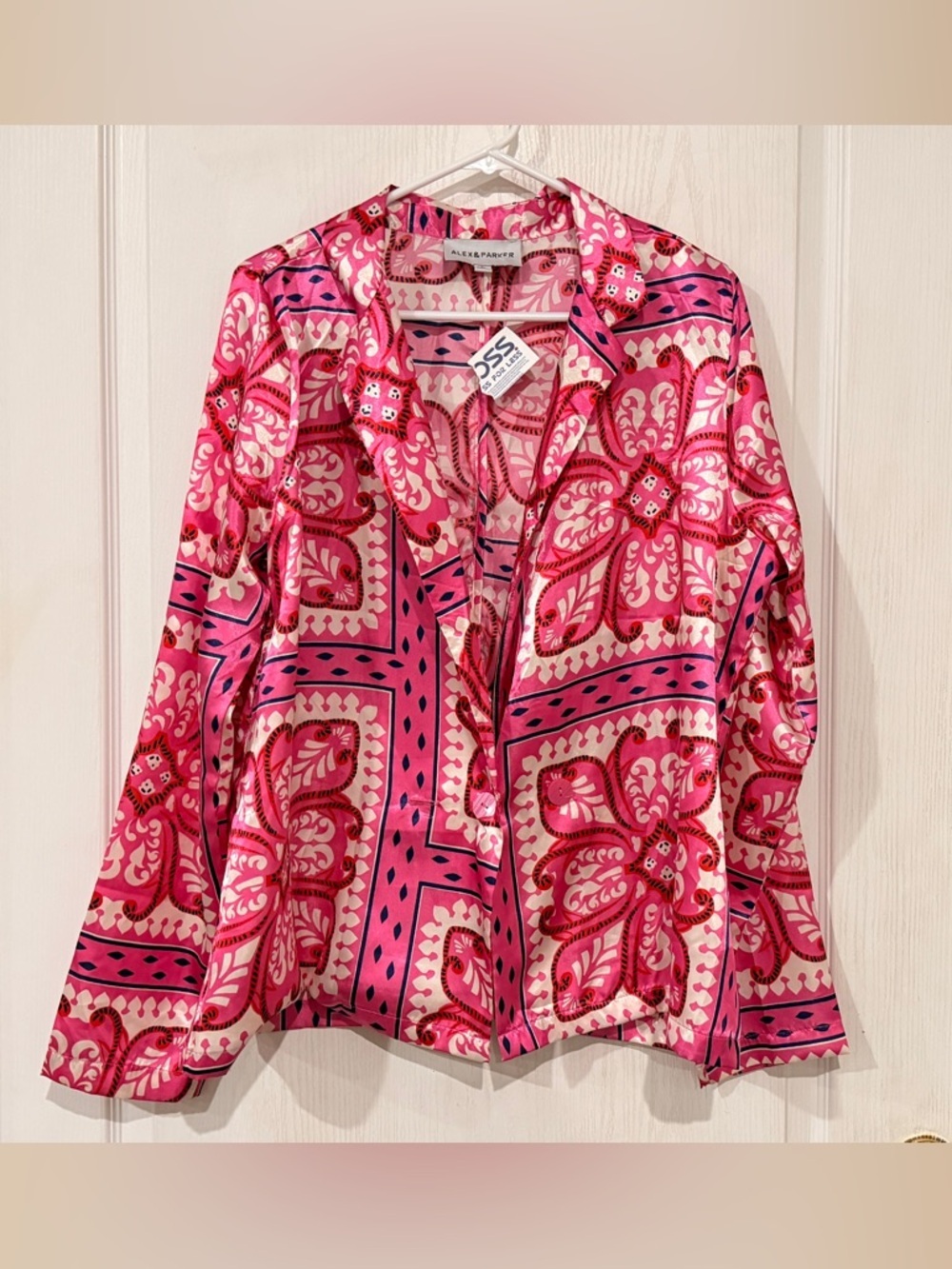 NWT Alex & Parker Fuchsia & Pink Printed Satin Blazer